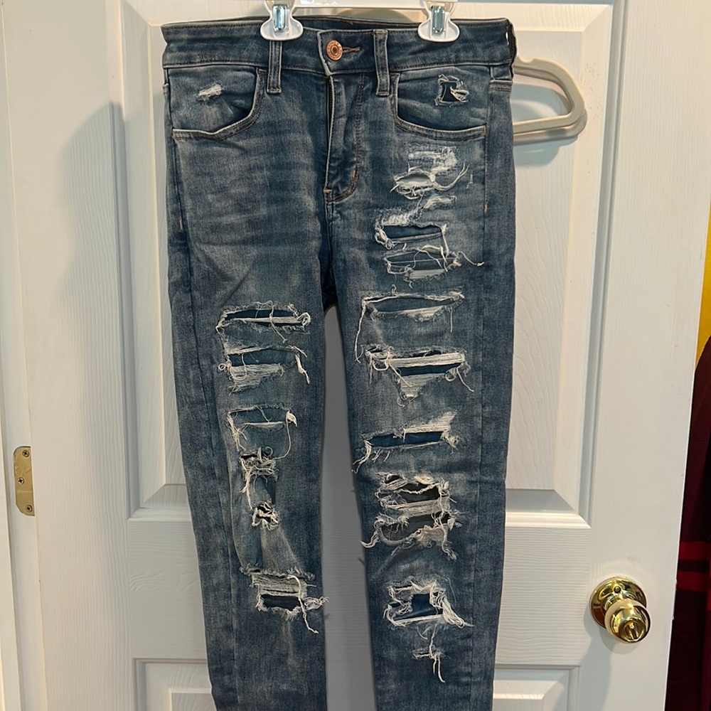 American Eagle high rise ripped jeggings